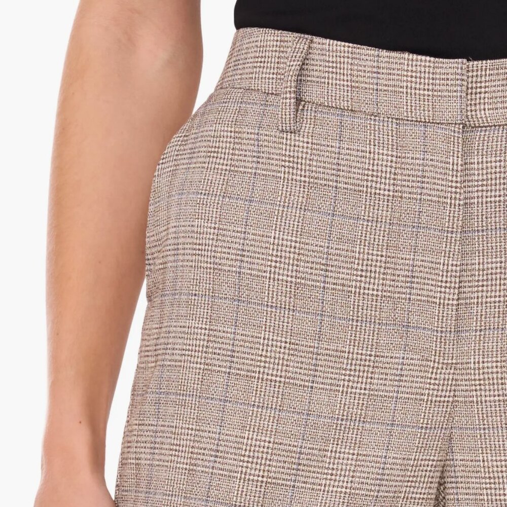 Nordstrom Halogen Plaid Straight Leg Pants, Size 10, Light Brown/Blue plaid